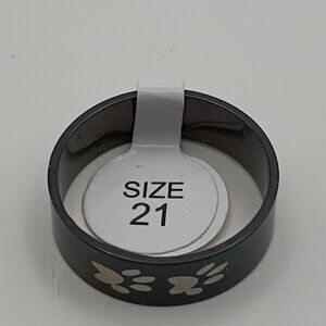 Black Stainless Steel Paw Print Band Ring Size 10.25 (CN 21) Men’s Jewelry New